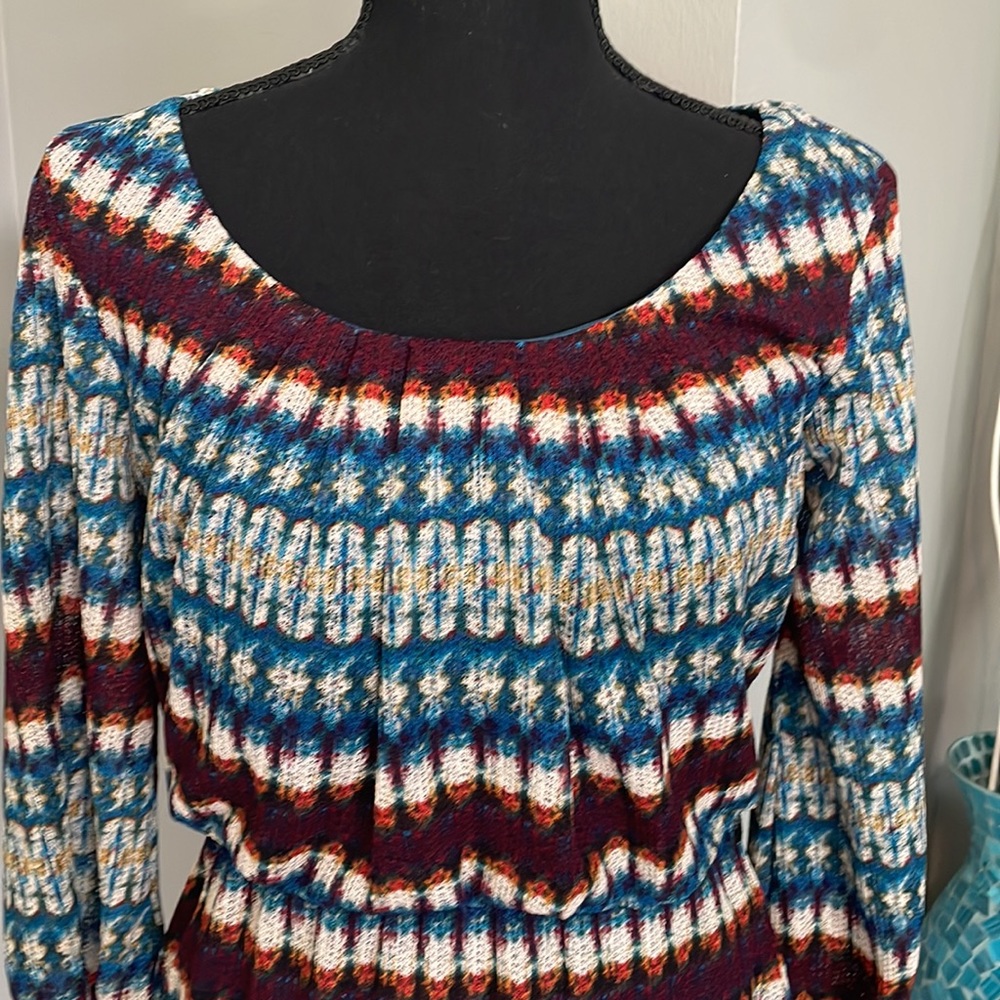 City Triangle Wine & Teal Knit Mini Dress - Picture 2 of 8